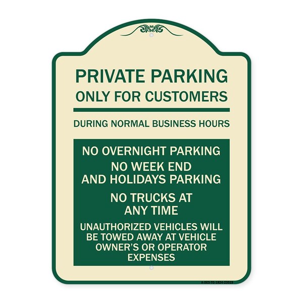 Signmission Only for Customers During Normal Business Hours No Overnight Parking No Trucks at Any, TG-1824-23519 A-DES-TG-1824-23519 - main